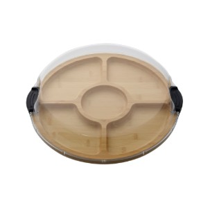 Въртяща се чиния, с капак, бамбук, 35.5 см, "Farberware" - Kitchen Craft