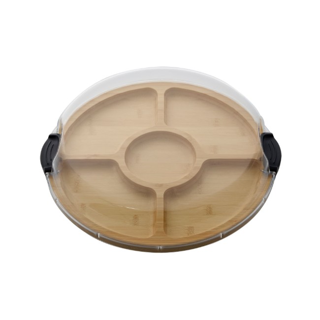 Въртяща се чиния, с капак, бамбук, 35.5 см - Farberware