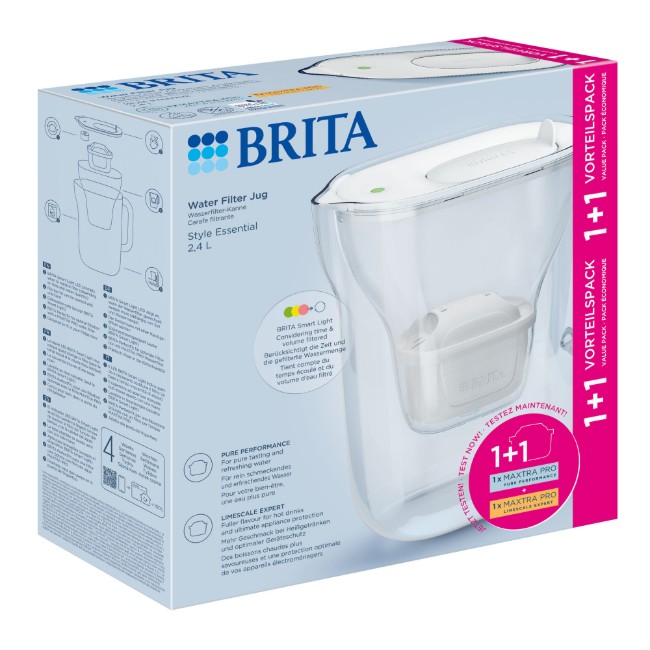 Кана за филтриране на вода BRITA Style 2.4 л + 2 филтъра Maxtra Pro (White)