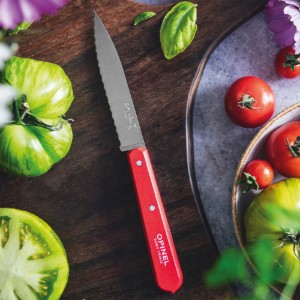 Нож с назъбено острие N°113, неръждаема стомана, 10 см, "Les Essentiels", червен - Opinel