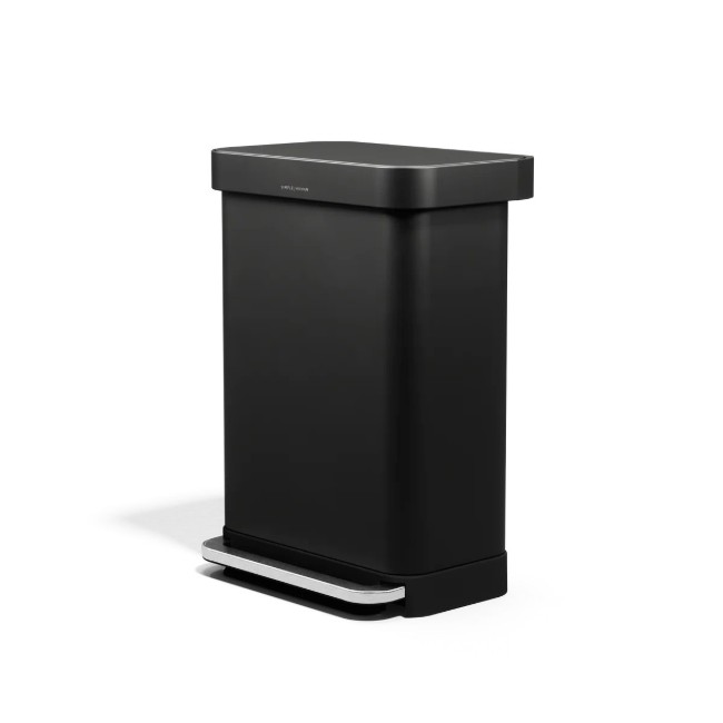 Кошче за боклук с педал, 55 л, неръждаема стомана, Matte Black - simplehuman