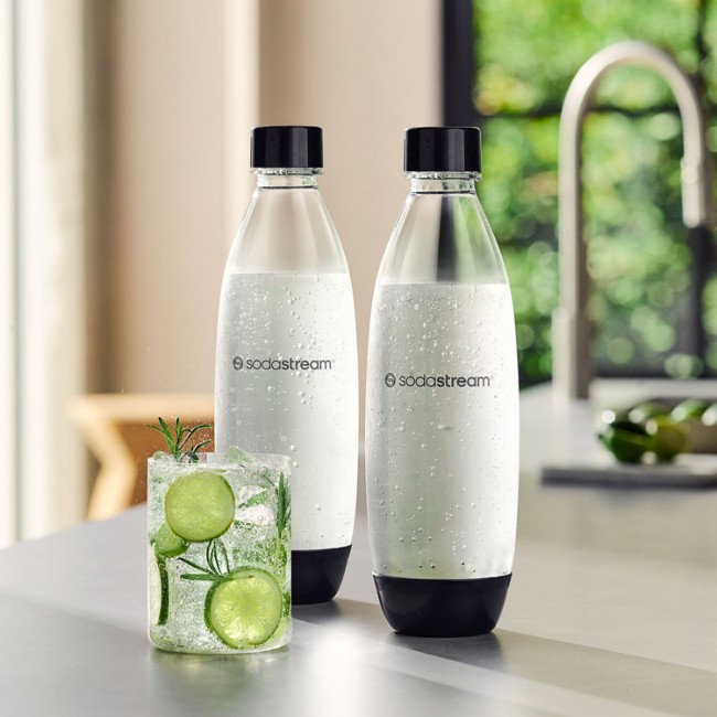 Комплект от 2 бутилки за газиране "Fuse", пластмасови, 1L, черни - SodaStream
