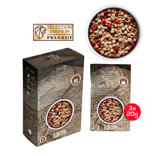 Комплект от 3 пакетчета микс от черен пипер за риба, 3x20g, "Mix" - Peugeot