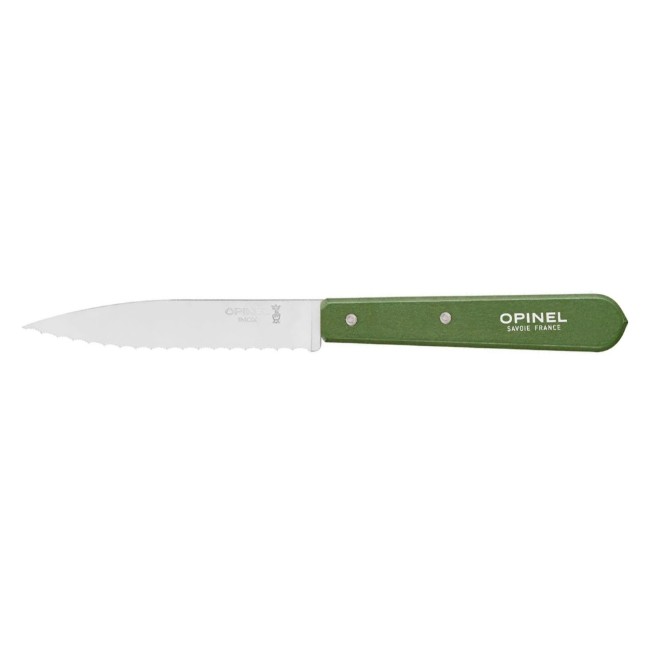 Нож с назъбено острие N°113, неръждаема стомана, 10 см, "Les Essentiels", зелен - Opinel