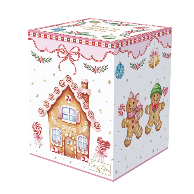 Порцеланова чаша, 350 мл, с капак и инфузер, "Sweet Christmas" - Nuova R2S