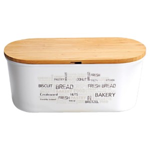 Кутия за хляб с дъска за рязане, пластмаса, 34 х 20 х 14,5 см, бяла - Kesper