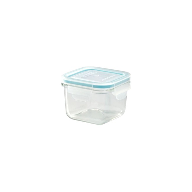 Квадратен контейнер за храна, изработен от стъкло, 210 мл, Син - Glasslock