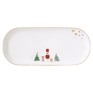 Порцеланов поднос, с релефен мотив, 34,5 x 15 см, "Let it Snow" - Nuova R2S