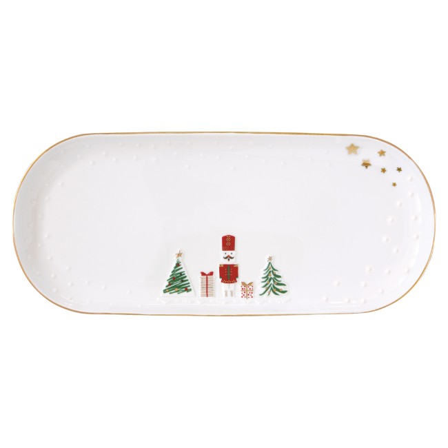 Порцеланов поднос, с релефен мотив, 34,5 x 15 см, "Let it Snow" - Nuova R2S