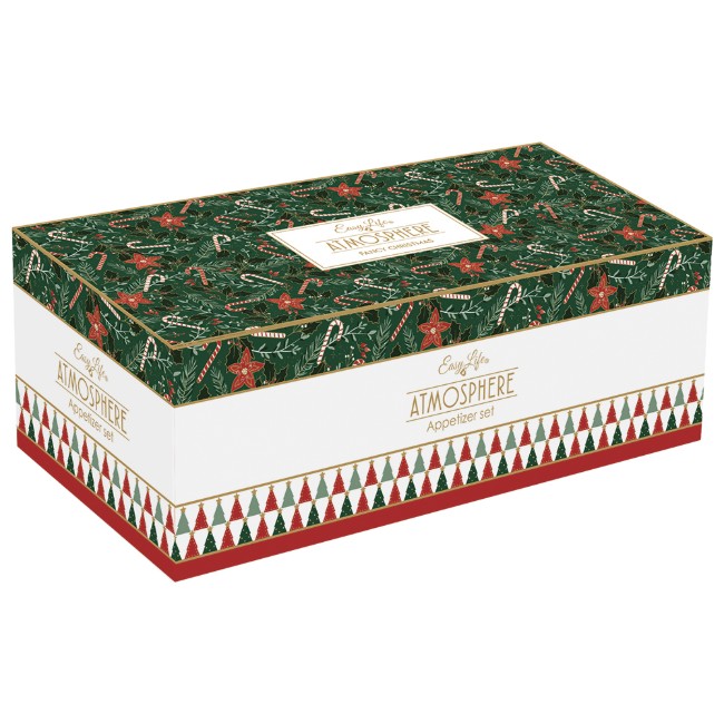 Комплект за сервиране на предястия от 4 части, с бамбукова поставка, "Fancy Christmas" - Nuova R2S