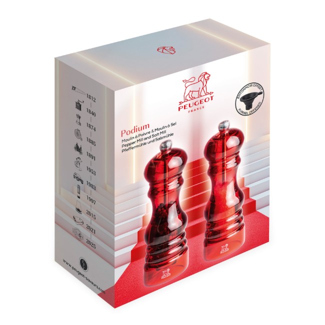 Комплект от 2 мелнички за сол и черен пипер, 18 см, "Podium" - Peugeot