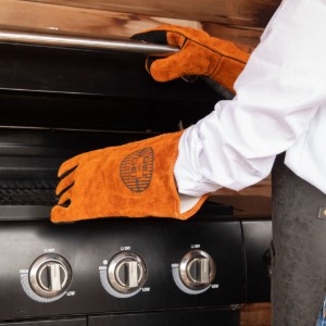 Комплект ръкавици "BBQ", кожени, кафяви - Tiseco