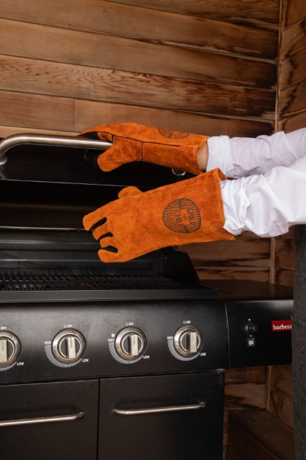 Комплект ръкавици "BBQ", кожени, кафяви - Tiseco