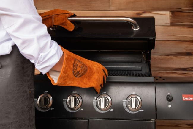 Комплект ръкавици "BBQ", кожени, кафяви - Tiseco