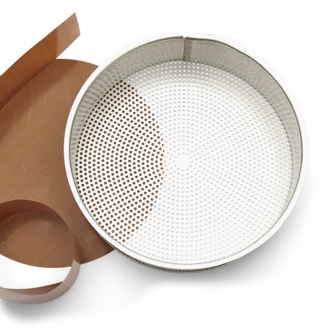 Перфорирана форма за кекс, с включена хартия за печене, 24 см, неръждаема стомана - de Buyer