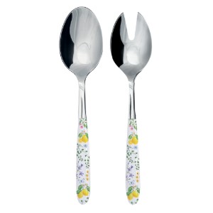 Комплект от 2 лъжици за сервиране на салата, неръждаема стомана, "Fleurs et Citrons" - Nuova R2S