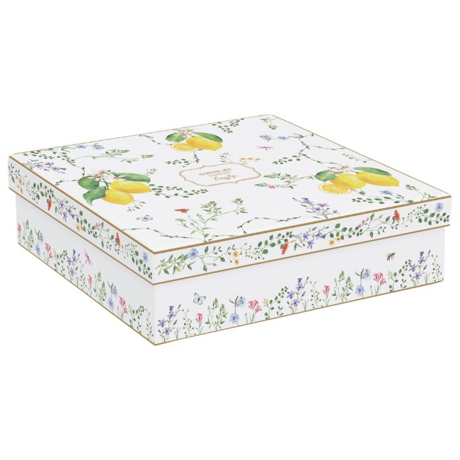 Комплект от 6 чаши за кафе с чинийки, порцелан, 100 мл, "Fleurs et Citrons" - Nuova R2S