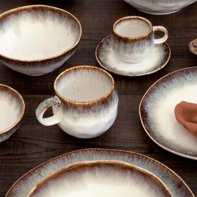 Чаша с чинийка, порцелан, 120 мл, "Nuances", кафява - Nuova R2S