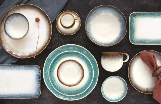 Чаша с чинийка, порцелан, 120 мл, "Nuances", кафява - Nuova R2S