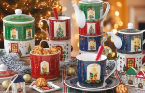 Комплект за сервиране на предястия, 4 части, с бамбукова поставка, "Festive Avenue" - Nuova R2S