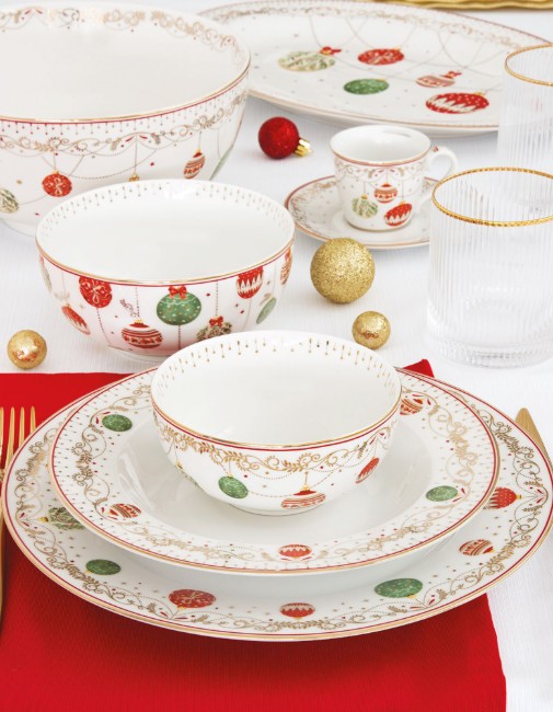 Комплект 2 чаши и чинийки, порцелан, 80мл, "Christmas Eve" - ​​Nuova R2S