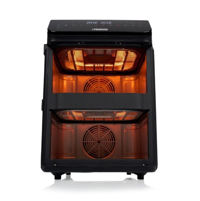 Двоен фритюрник с горещ въздух, 5.6+5.6 л, 3000 W, черен - Princess