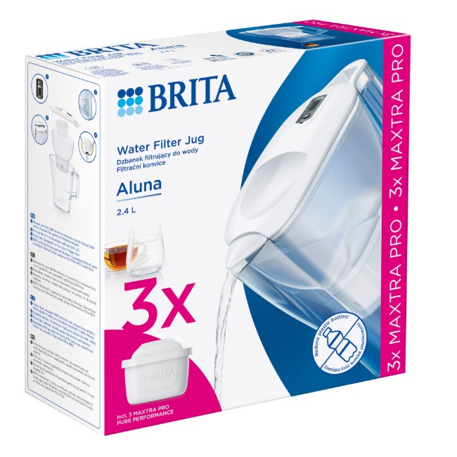 Стартов пакет за филтриране на вода BRITA Aluna 2,4 L (бял) + 3 филтъра Maxtra PRO