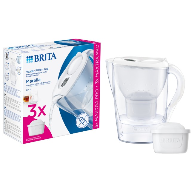 BRITA Marella 2.4L стартов пакет + 3 филтъра Maxtra PRO (бял)