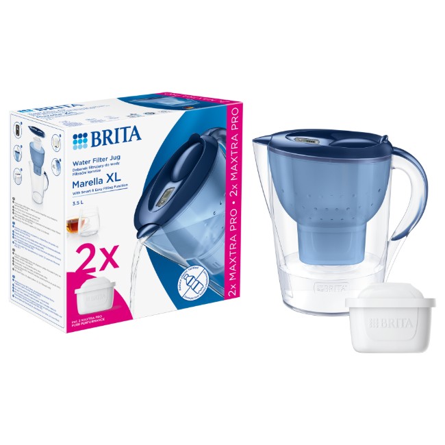 BRITA Marella XL 3.5 L стартов пакет + 2 филтъра Maxtra PRO (син)