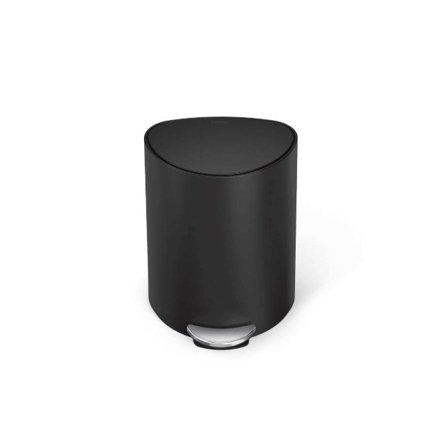Полукръгъл кош за боклук с педал, 6 л, неръждаема стомана, Matte Black - simplehuman