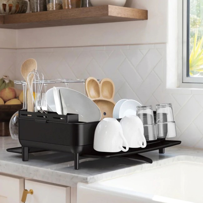 Отцедник за съдове, неръждаема стомана, 56.6 x 51.4 x 29.2 см, матово черно - simplehuman