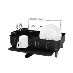 Отцедник за съдове, неръждаема стомана, 56.6 x 51.4 x 29.2 см, матово черно - simplehuman