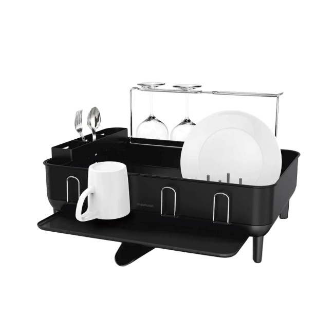 Отцедник за съдове, неръждаема стомана, 56.6 x 51.4 x 29.2 см, матово черно - simplehuman