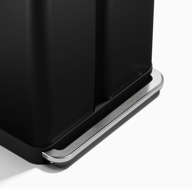 Кошче за боклук с педал, с две отделения, 58 л, неръждаема стомана, Matte Black - simplehuman