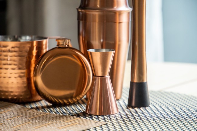 Двойна мерителна чаша за коктейл, 25/50 мл, неръждаема стомана, мед - BarCraft