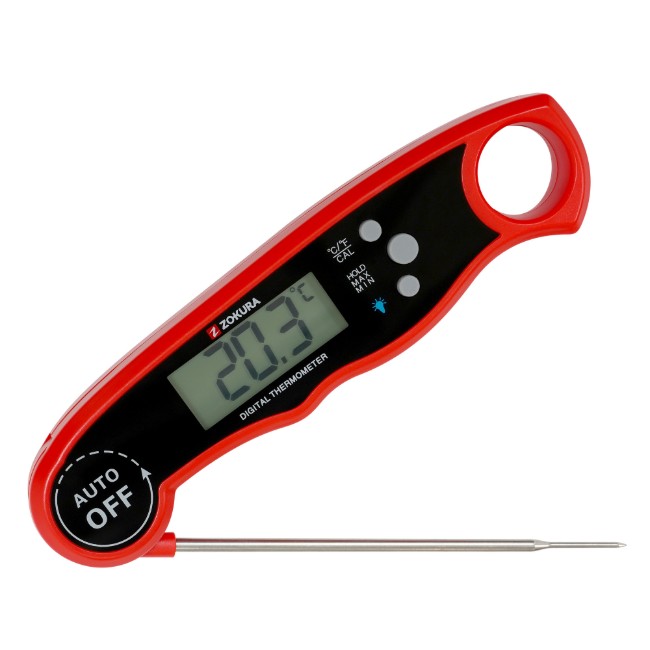 Дигитален кухненски термометър с мигновено отчитане, червен - Zokura