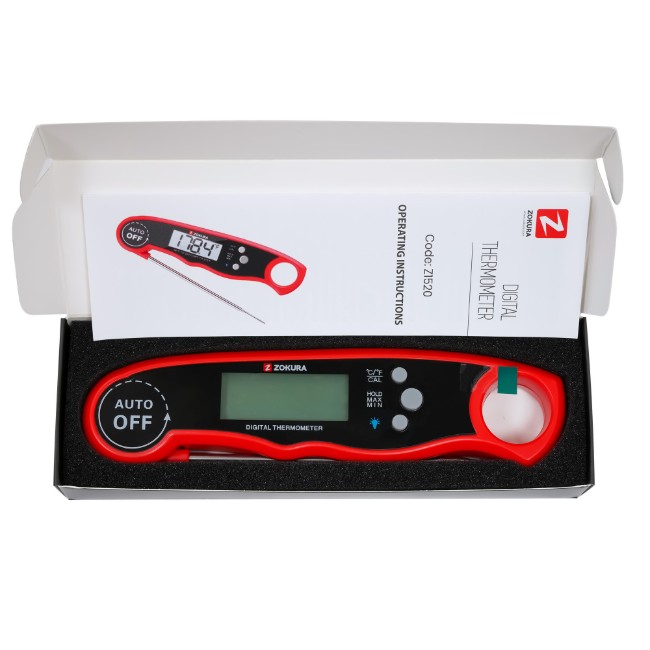 Дигитален кухненски термометър с мигновено отчитане, червен - Zokura