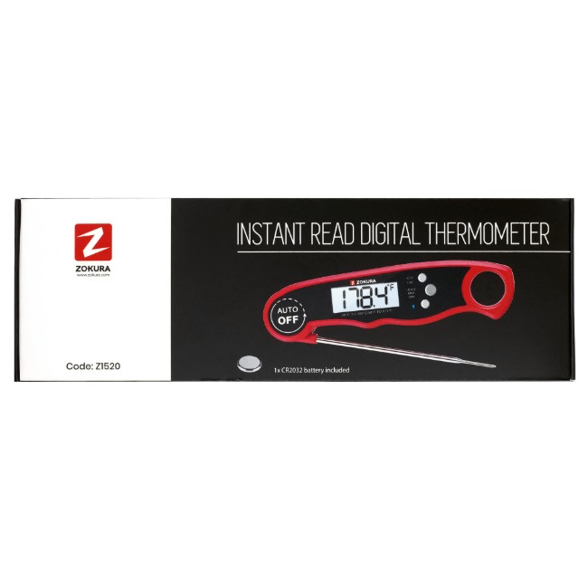 Дигитален кухненски термометър с мигновено отчитане, червен - Zokura