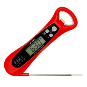 Дигитален кухненски термометър с вградена отварачка за бутилки, червен - Zokura