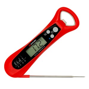 Дигитален кухненски термометър с вградена отварачка за бутилки, червен - Zokura