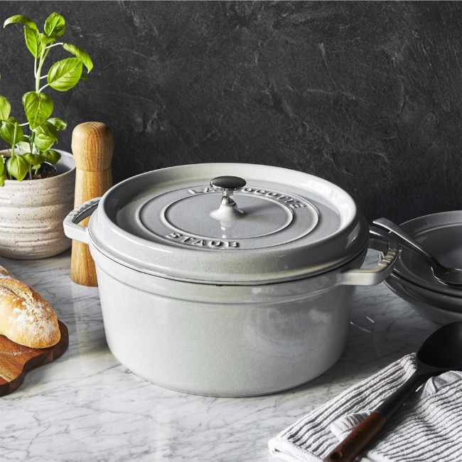 Дълбока тенджера за готвене Cocotte, чугунена, 24 см / 4.7 л, White Truffle - Staub