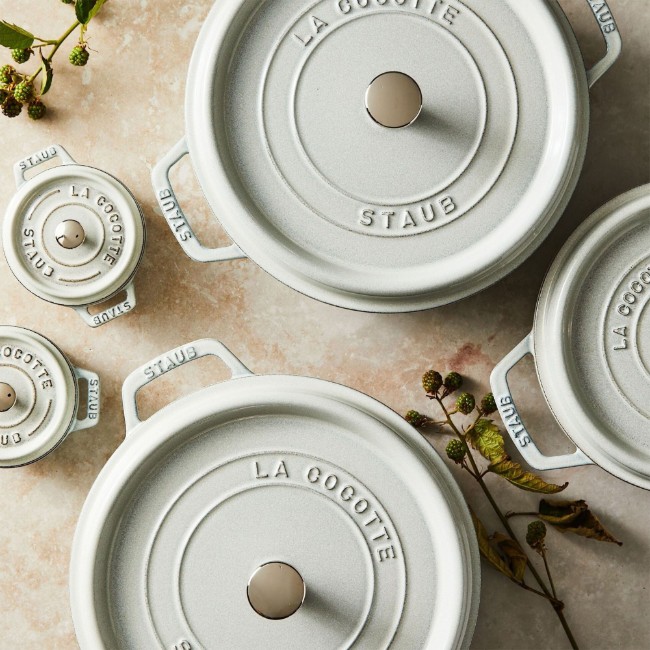 Дълбока тенджера за готвене Cocotte, чугунена, 24 см / 4.7 л, White Truffle - Staub