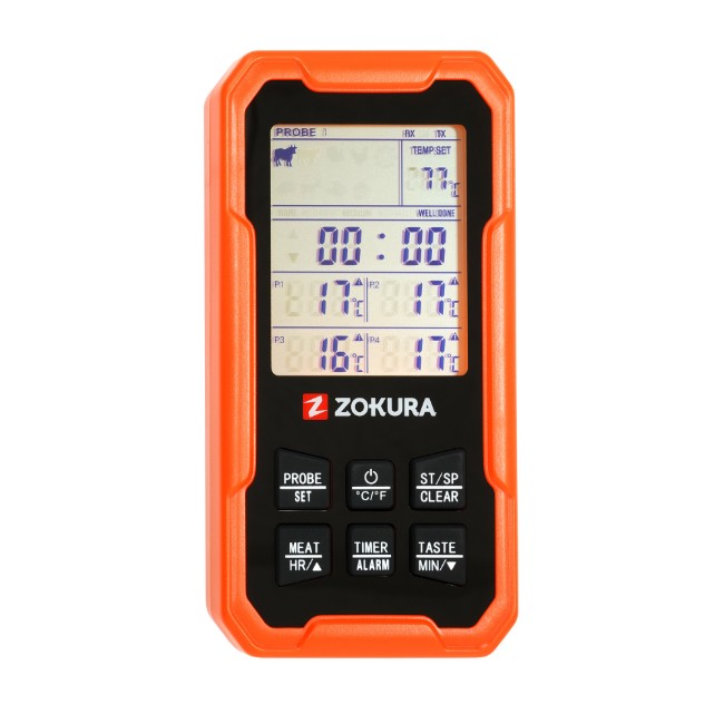 Цифров безжичен термометър за месо, с 4 сонди - Zokura
