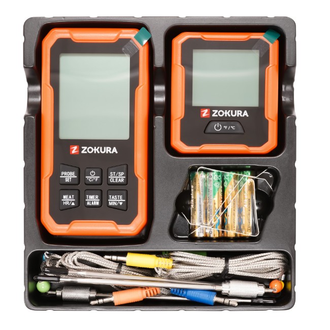 Цифров безжичен термометър за месо, с 4 сонди - Zokura