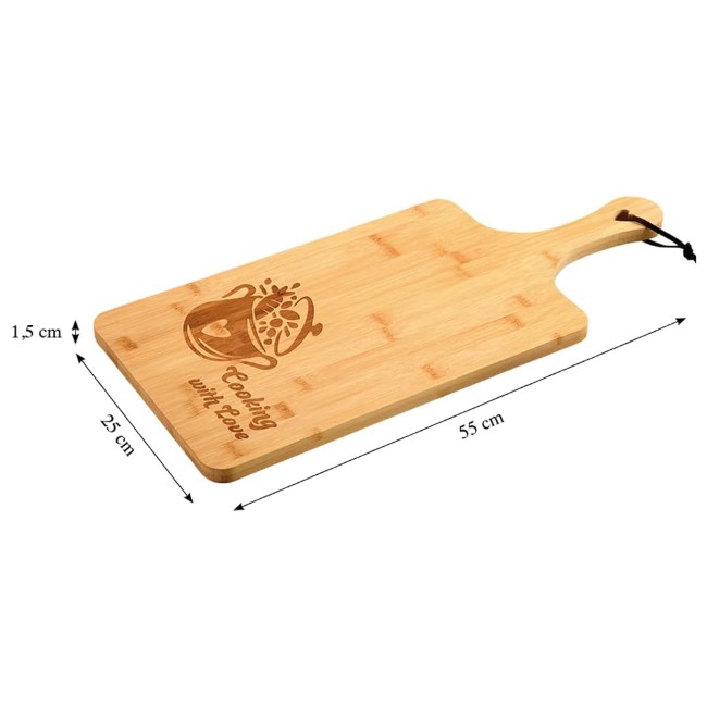 Плато за сервиране, бамбук, 55 x 25 x 1,5 см, "Cooking with love" - ​​Kesper