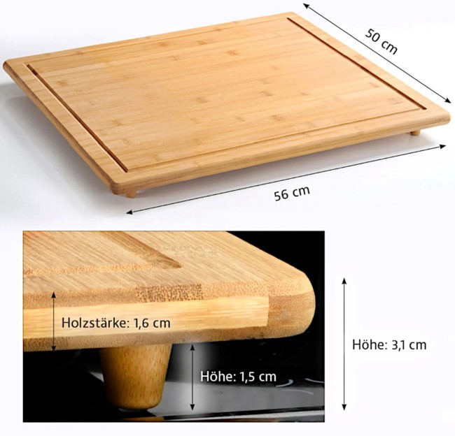 Дъска за рязане с крачета, бамбук, 56 x 50 x 3.1 см, "Cooking with love" - Kesper