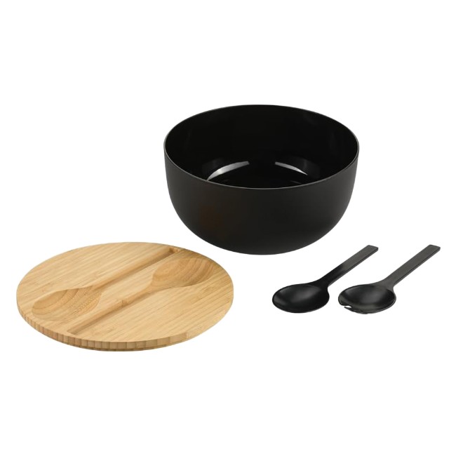 Купа за салата с прибори, 24 см, пластмаса/бамбук - Kesper