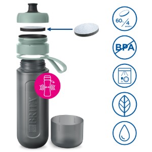 BRITA бутилка за филтриране на вода Аctive 600 ml (тъмнозелена) + 2 филтъра MicroDisc