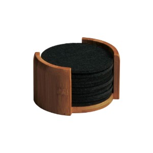 Комплект от 12 поставки за чаши, синтетичен филц, 10 см, черен - Kesper