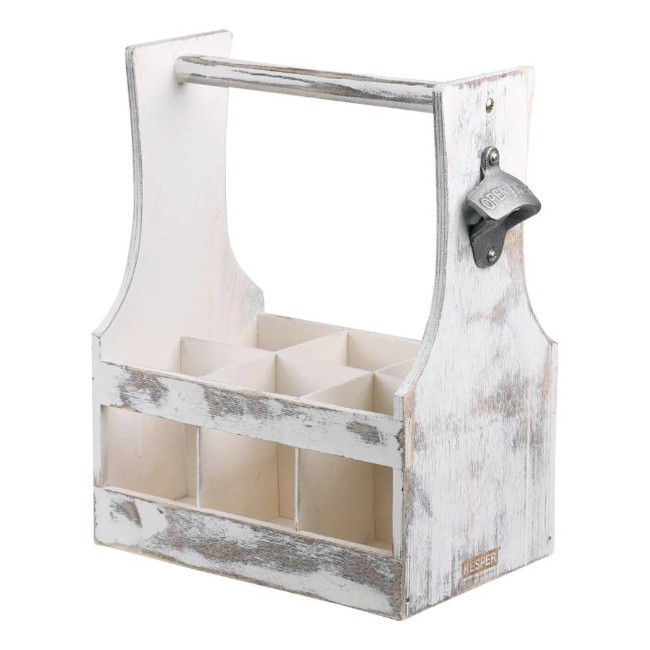 Кутия за транспорт на бирени бутилки, с 6 отделения, Vintage White - Kesper